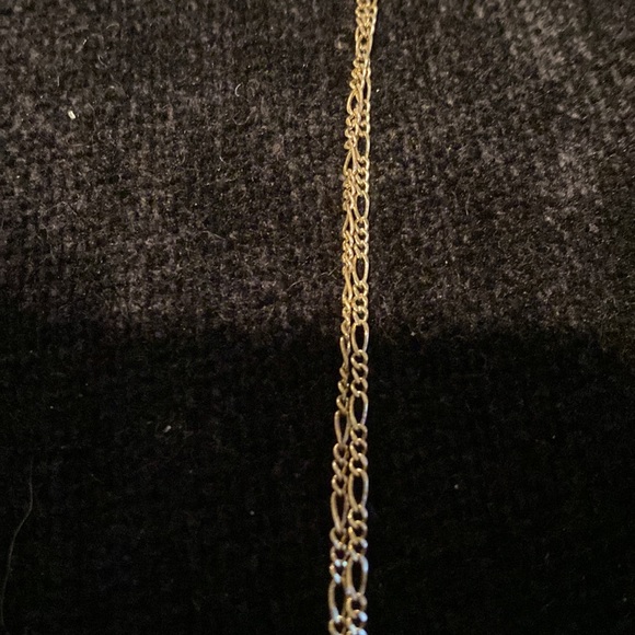 28” long tunic length silver plated chain holds blue teardrop pendant $13.00 - Picture 2 of 3